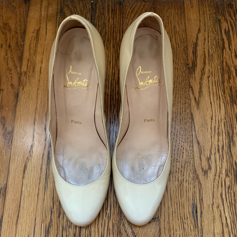 Christian Louboutin cream round toe heels